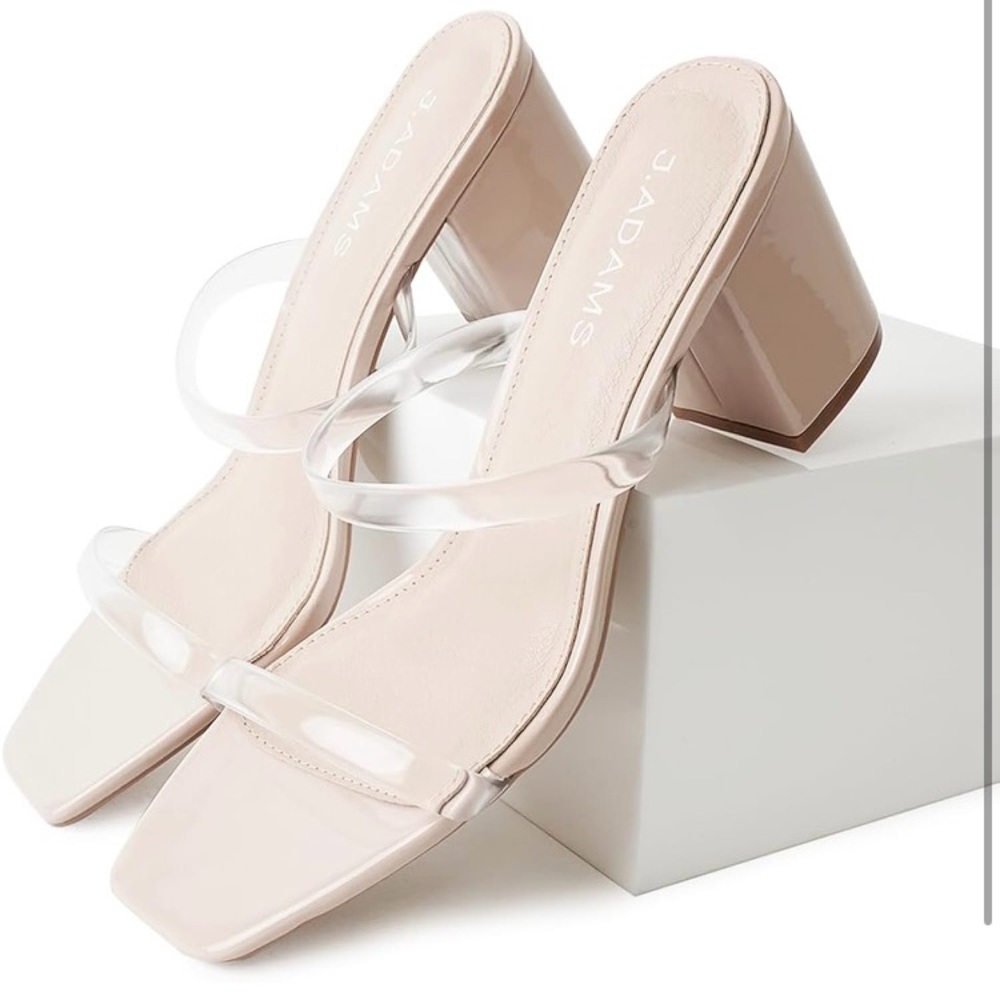 J. Adams Women's Clear Strap with Nude Heels